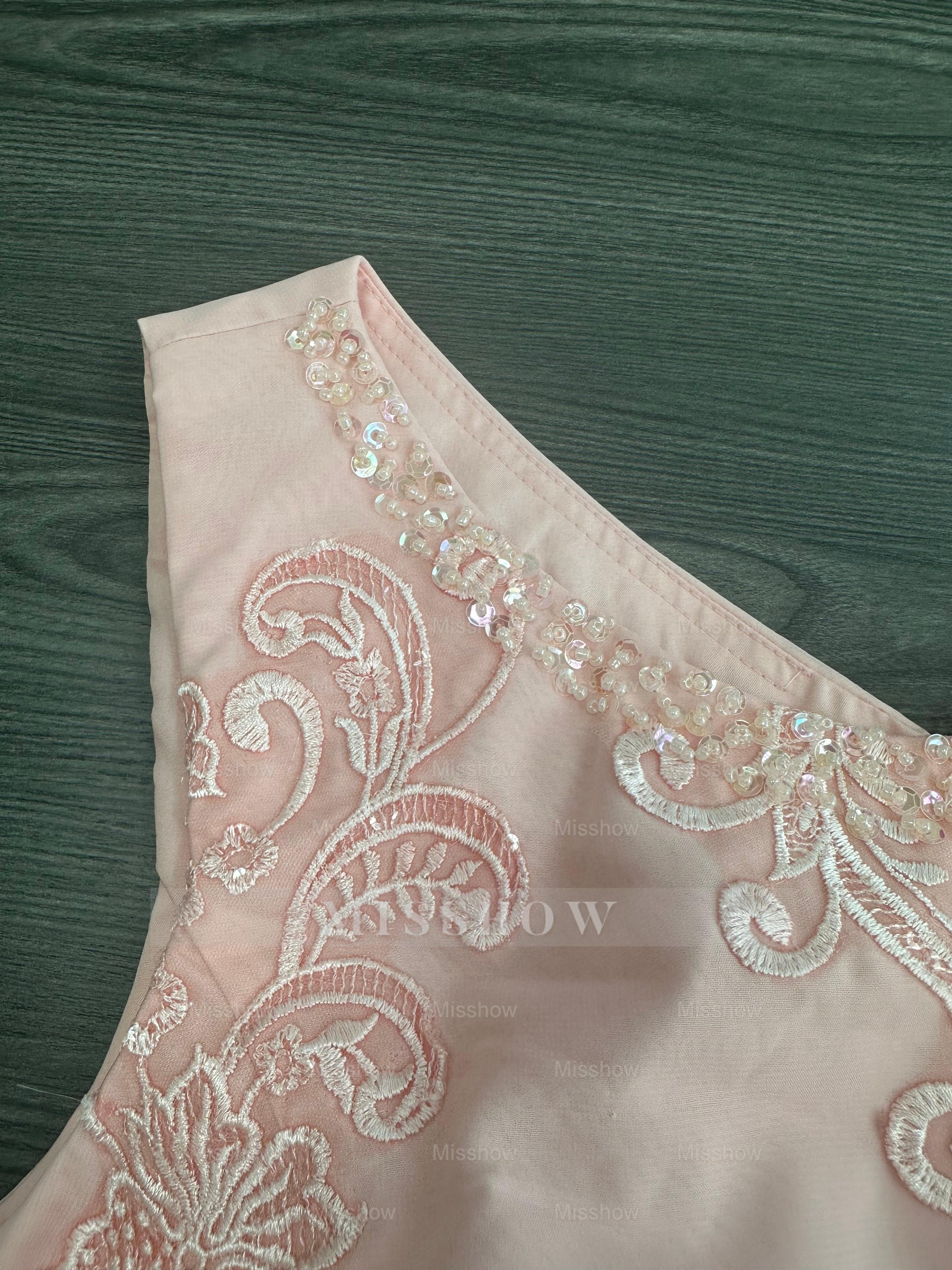 Floor-Length Round Neck Chiffon Pantsuits For The Mother Of The Bride With Jacket And Applique