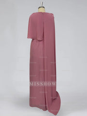 Floor-Length Sleeveless Cowl Neck Sheath Dress for the Mother of the Bride with Floral Detail