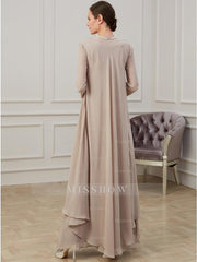 Floor-Length V-Neck A-Line Princess Gown for the Mother of the Bride