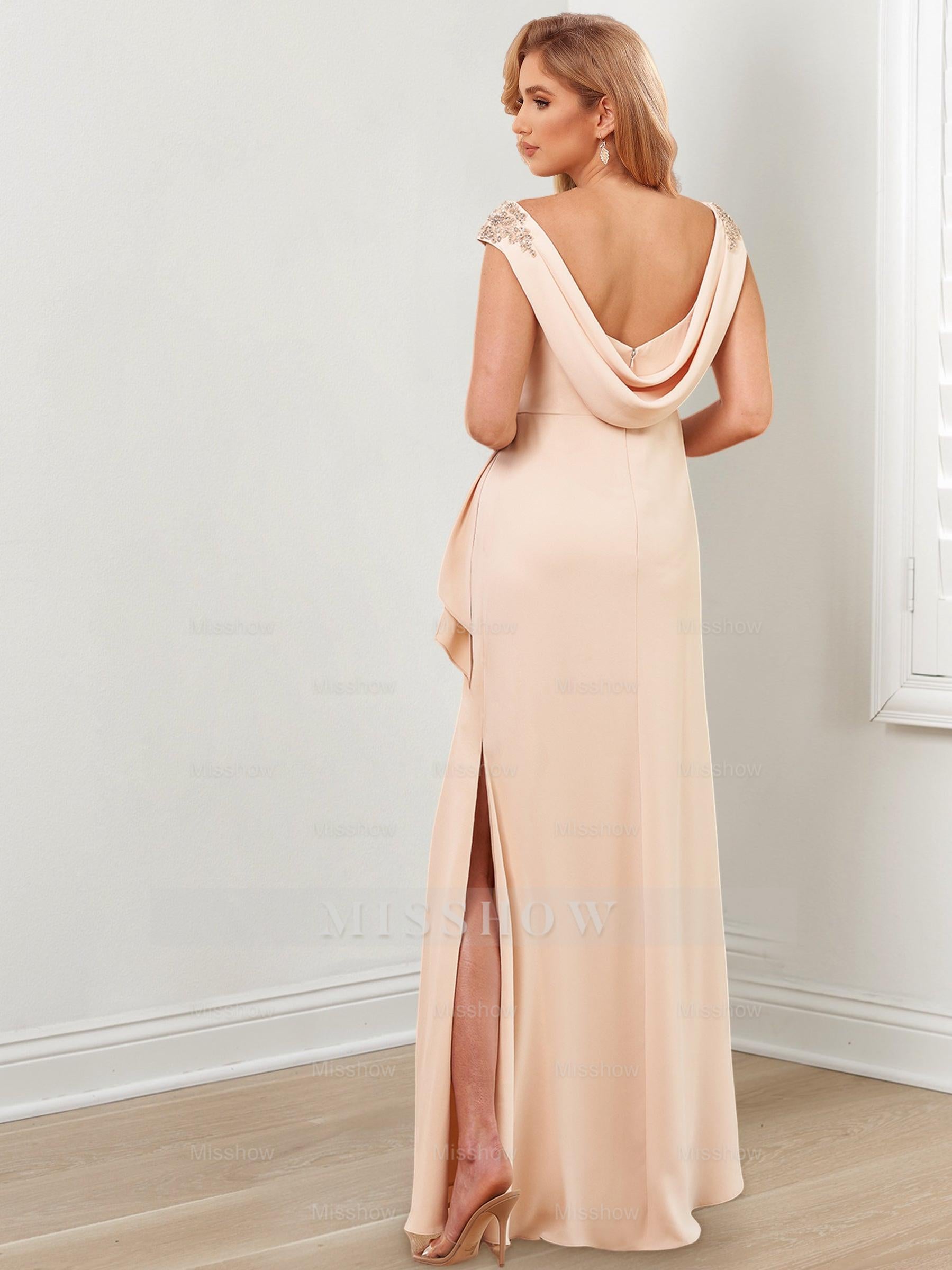 Floor-Length V-Neck Sheath Mother of the Bride Gowns