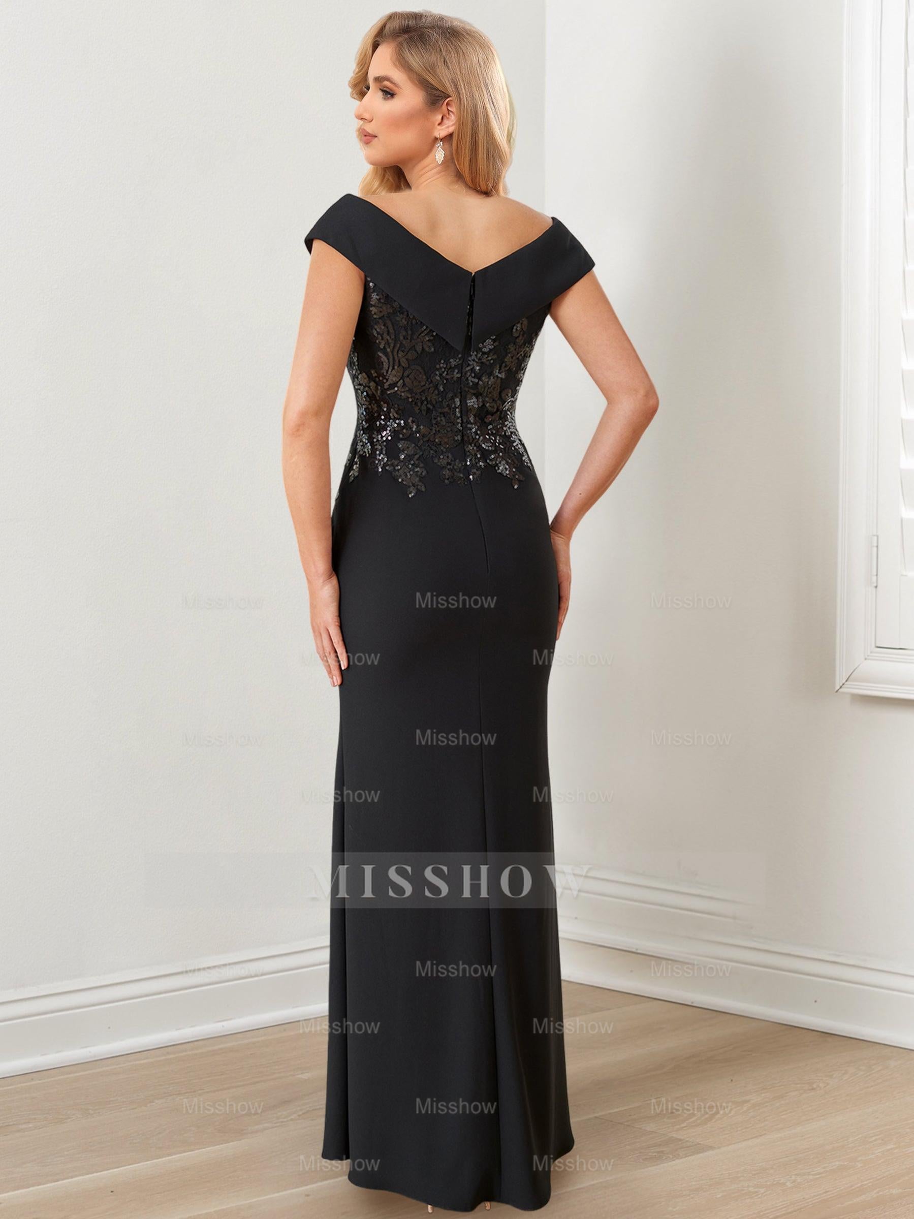 Floor-Length V-Neck Sheath/Column Gowns for Mothers of the Bride
