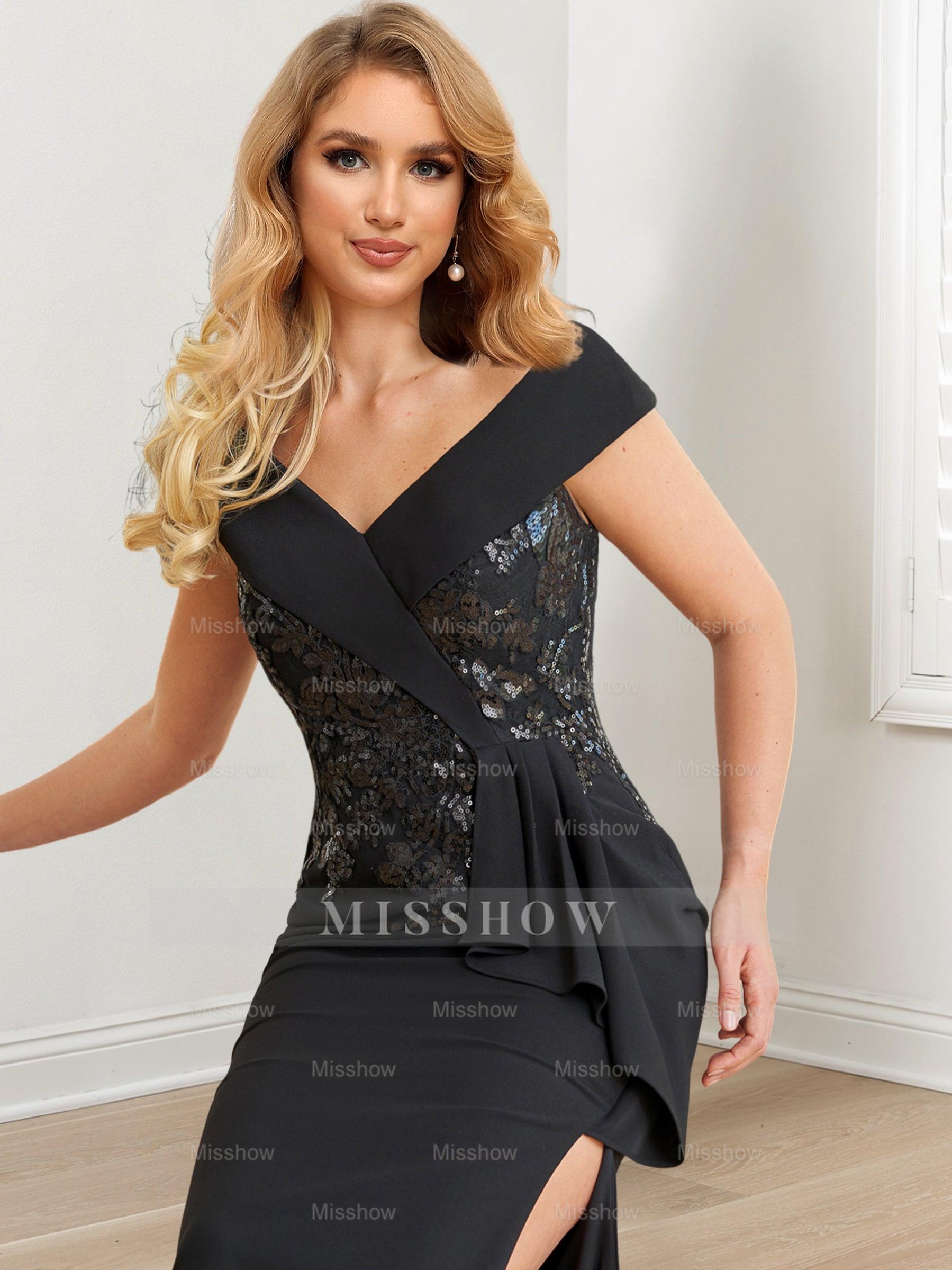 Floor-Length V-Neck Sheath/Column Gowns for Mothers of the Bride