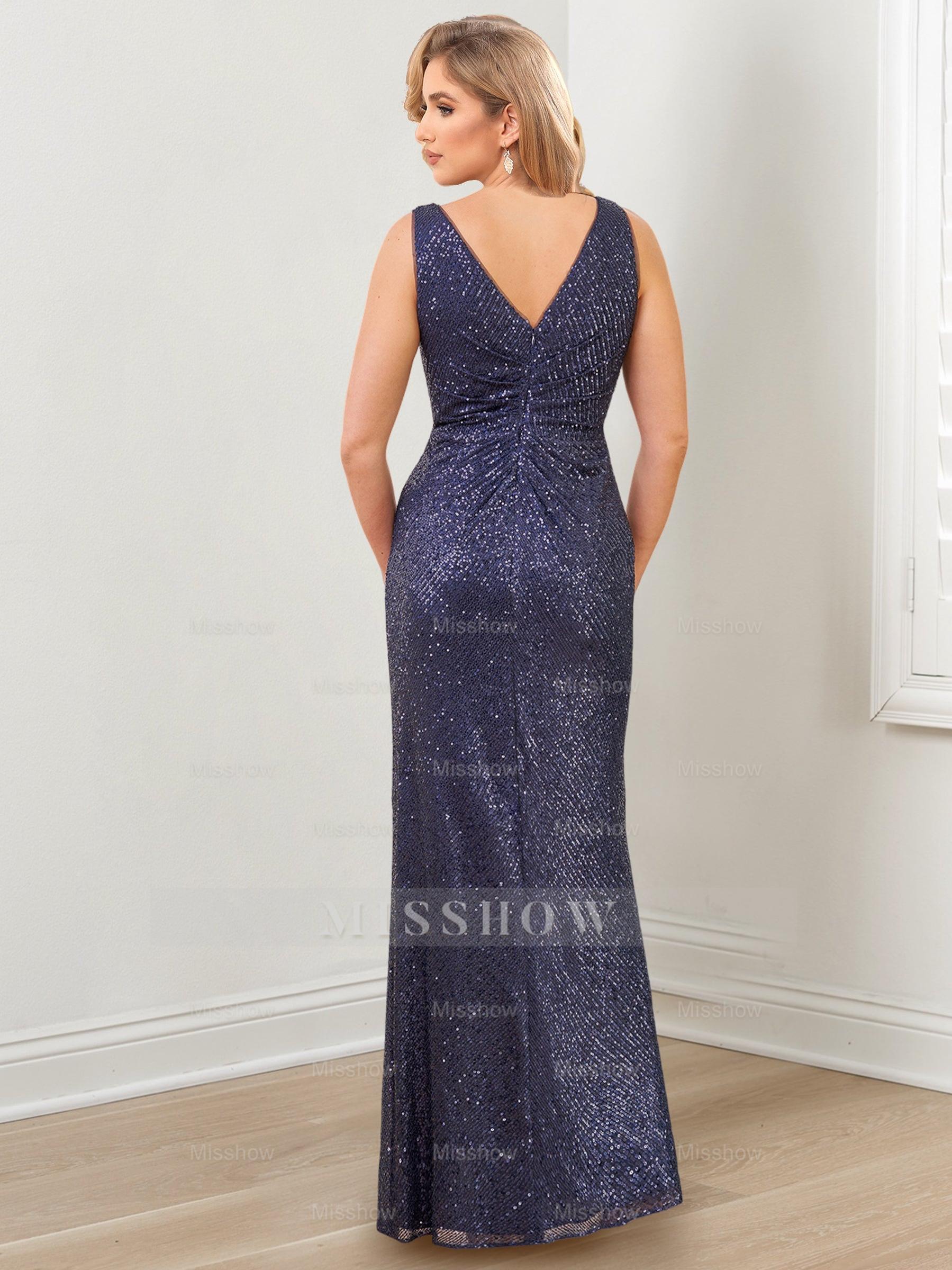 Floor-Length V-Neck Sheath/Column Gowns for the Mother of the Bride