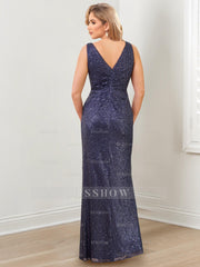 Floor-Length V-Neck Sheath/Column Gowns for the Mother of the Bride