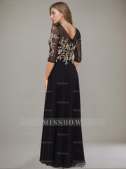 Floor-length A-line Princess Gown with Jewel Neckline and Lace Ruffle Details