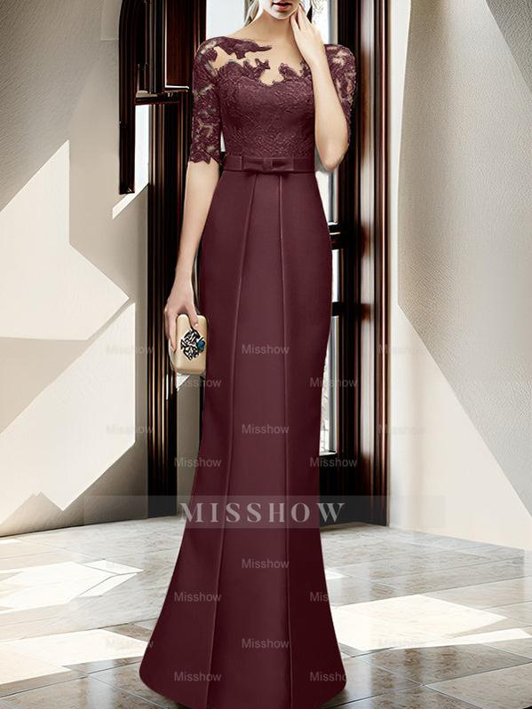 Floor-length Mother of the Bride Dresses with Sheath/Column Illusion Neck