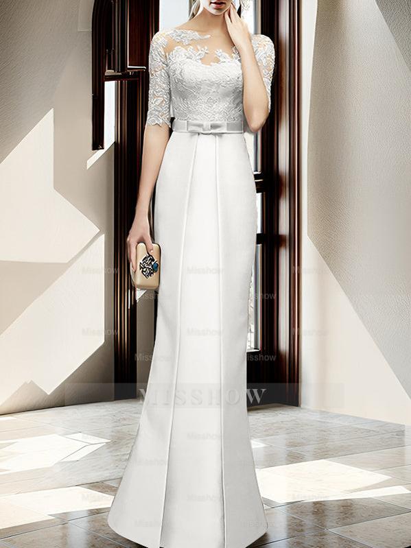 Floor-length Mother of the Bride Dresses with Sheath/Column Illusion Neck