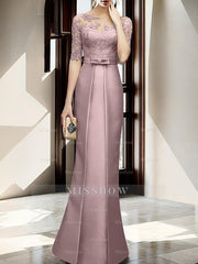 Floor-length Mother of the Bride Dresses with Sheath/Column Illusion Neck