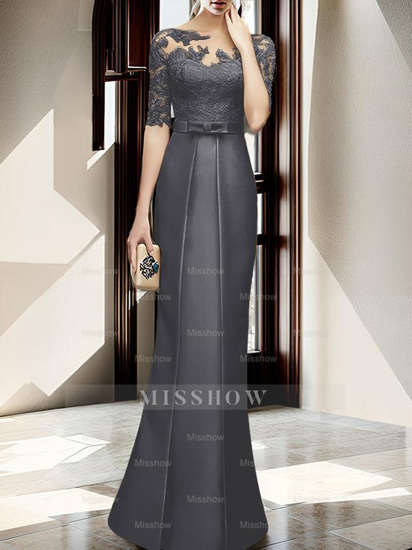 Floor-length Mother of the Bride Dresses with Sheath/Column Illusion Neck