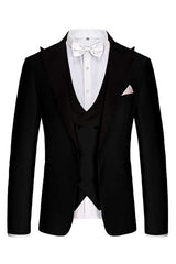 Formal Black Peak Lapel Men's Business Suit