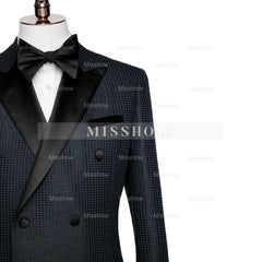 Formal Black Peaked Lapel Double-Breasted Evening Wear