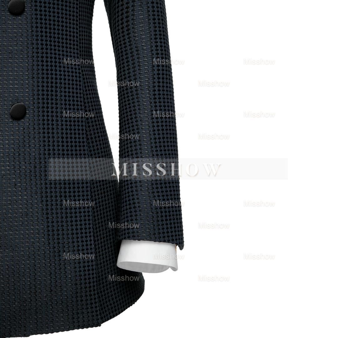 Formal Black Peaked Lapel Double-Breasted Evening Wear