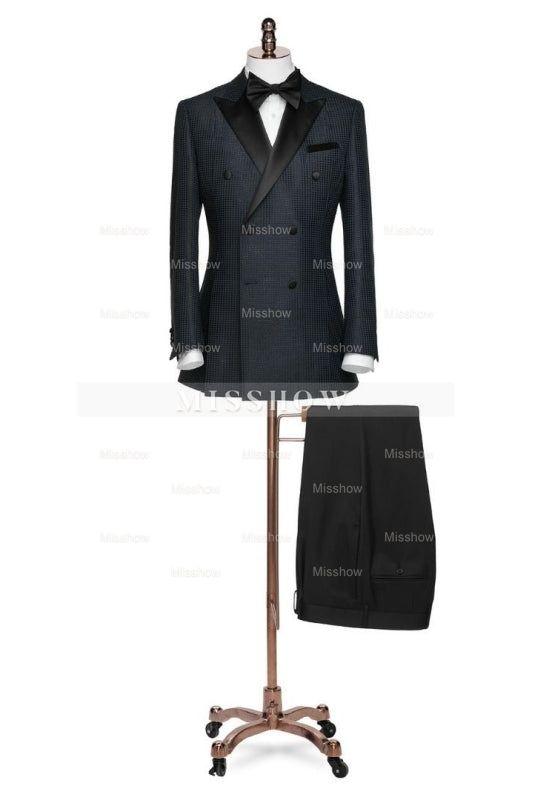 Formal Black Peaked Lapel Double-Breasted Evening Wear