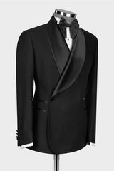 Formal Black Shawl Lapel Double Breasted Wedding Suit