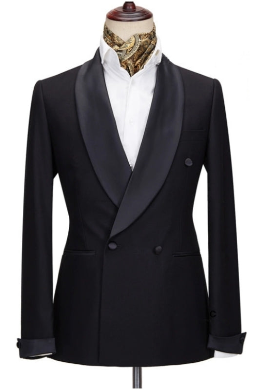 Formal Black Shawl Lapel Wedding Suit for Men