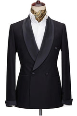 Formal Black Shawl Lapel Wedding Suit for Men