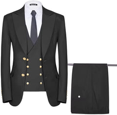 Formal Black Three-Piece Single-Breasted Men's Business Suit