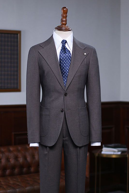 Formal Coffee Notched Lapel Two Button Custom Business Suit