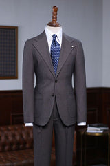 Formal Coffee Notched Lapel Two Button Custom Business Suit
