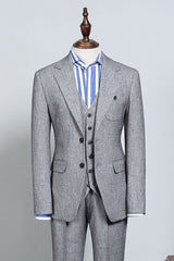 Formal Gray Two Flaps Slim Fit Tailored Business Suit