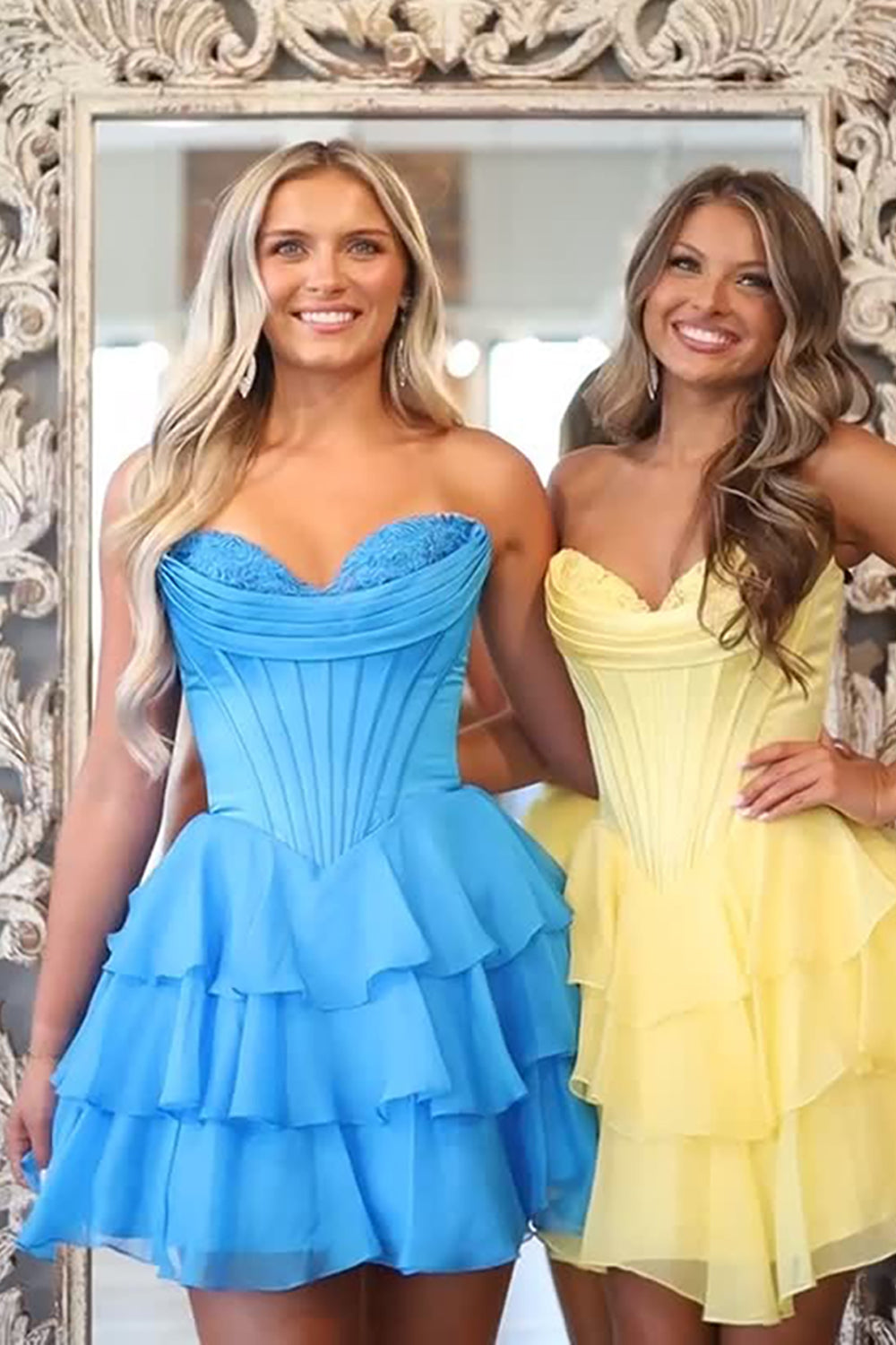 Fuchsia A Line Sweetheart Short Corset Homecoming Dress with Ruffles