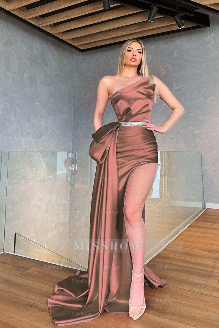 Fuchsia Formal Dress With Trail Sleeveless High Split