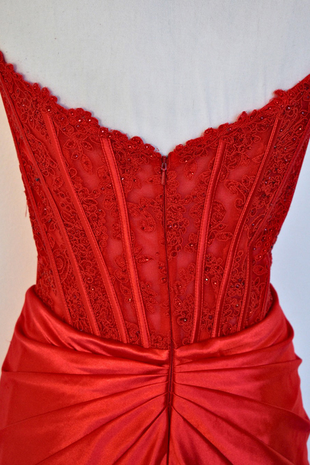 Fuchsia strapless applique mermaid prom dress