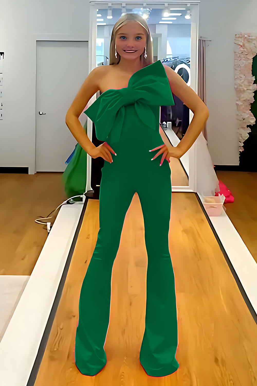Green one shoulder bow bodycon homecoming dress