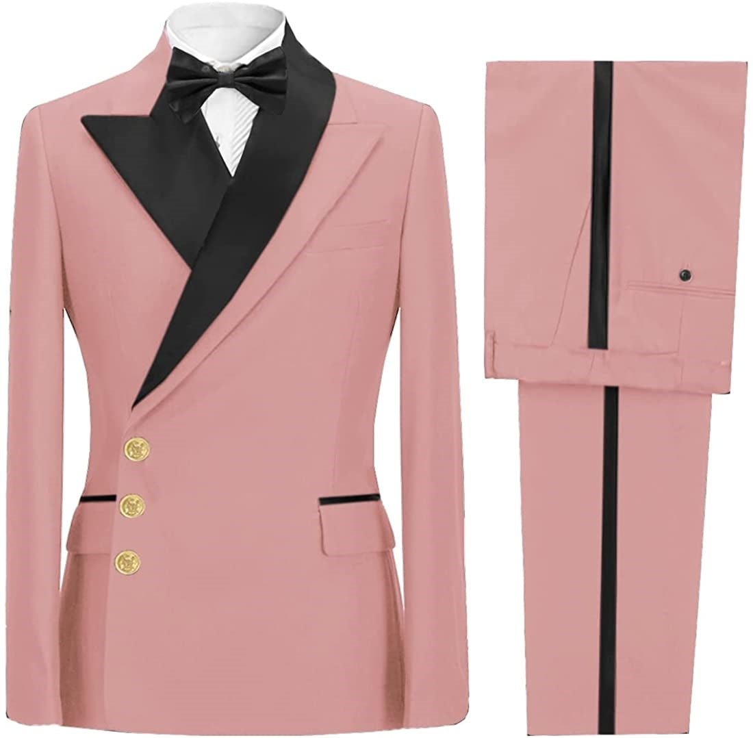 Glamorous Blush Peaked Lapel Prom Attire For Men