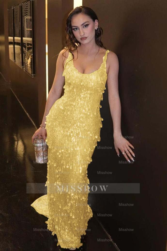 Glamorous Green Spaghetti Strap Sleeveless Long Formal Dress With Beadings