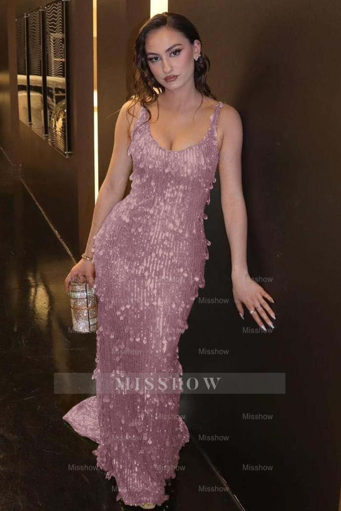 Glamorous Green Spaghetti Strap Sleeveless Long Formal Dress With Beadings