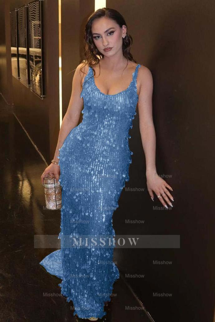 Glamorous Green Spaghetti Strap Sleeveless Long Formal Dress With Beadings