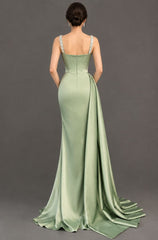 Dusty sage square glitter mermaid prom dress