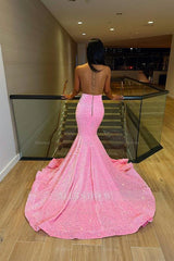 Glamorous Sliver And Pink V Neck Mermaid Formal Dress Sleeveless With Appliques