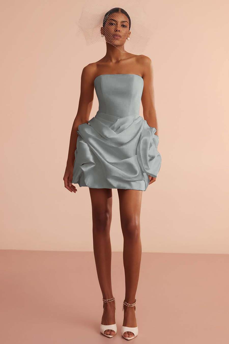 Glamorous Strapless Sleeveless Short Formal Dress With Pleated