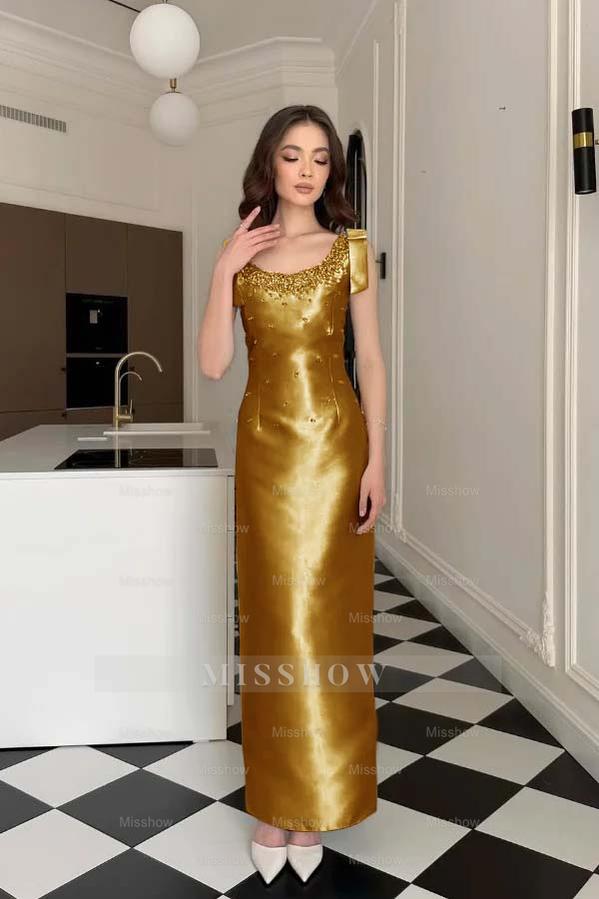 Glamorous Straps Sleeveless Long Formal Dress With Appliques Beading