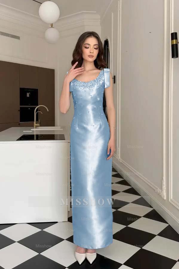Glamorous Straps Sleeveless Long Formal Dress With Appliques Beading