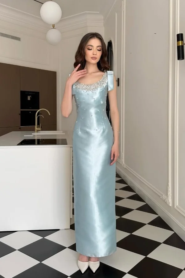 Glamorous Straps Sleeveless Long Formal Dress With Appliques Beading