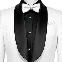 Glamorous White Jacquard Shawl Collar Two-Piece Groom's Suit