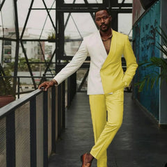 Glamorous Yellow Shawl Lapel Double Breasted Prom Suit