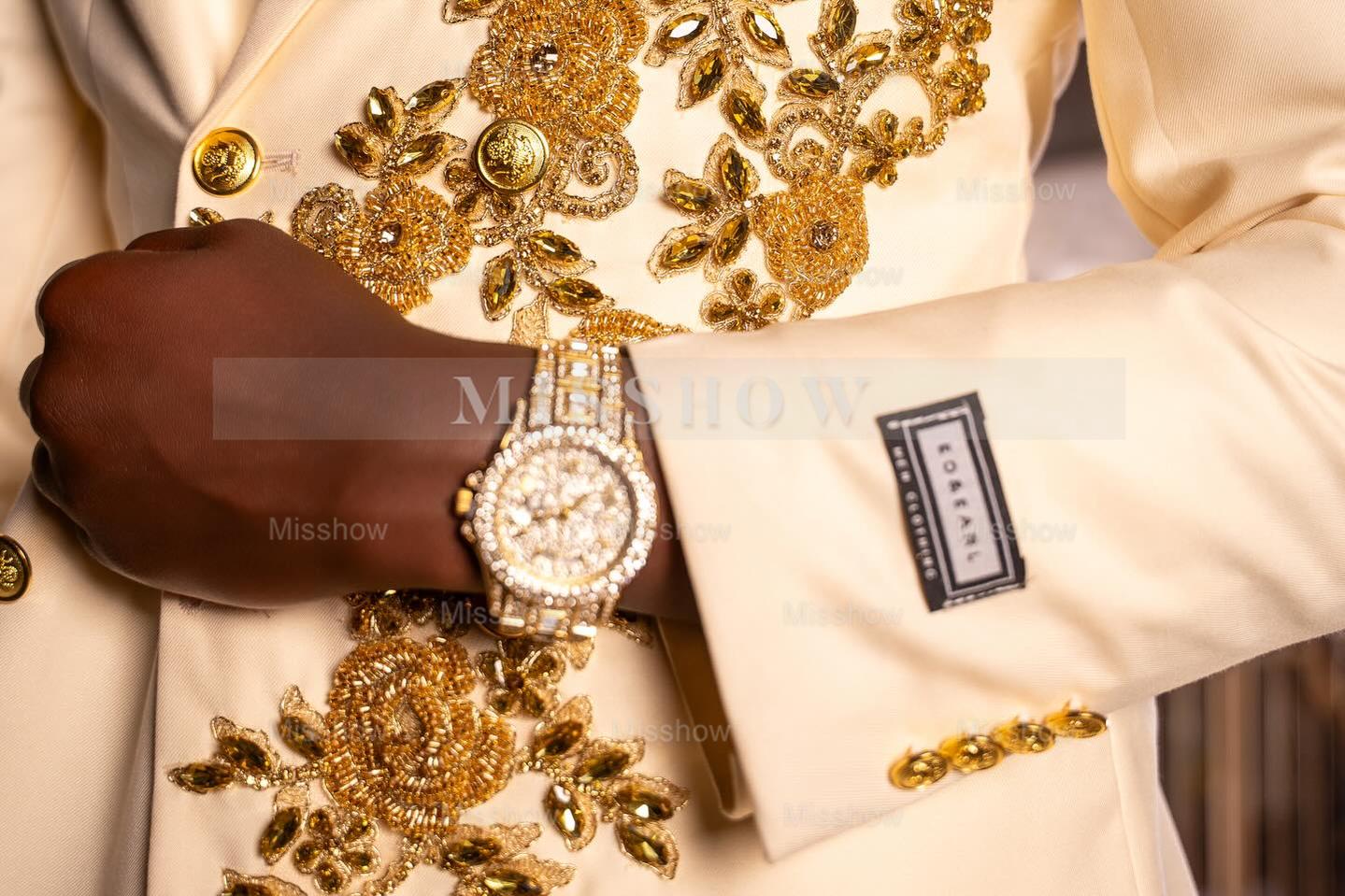 Gold Sleeveless Prom Dress Sheer Beaded Mermaid Gown with Veil