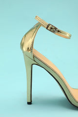 Gold Stiletto Sandal Prom Heel