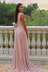 Gorgeous A-Line Satin One Shoulder Sleeveless Pink Prom Evening Dresses With Split Front