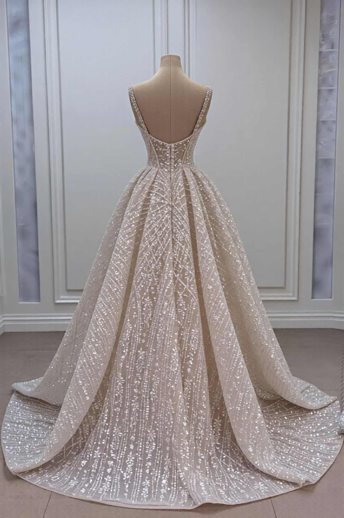 Champagne strapless rhinestone mermaid prom dress