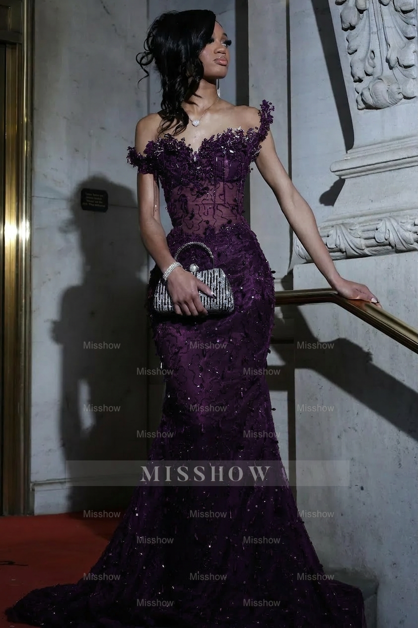 Gorgeous Black Mermaid Sleeveless Lace Beaded Long Prom Dress