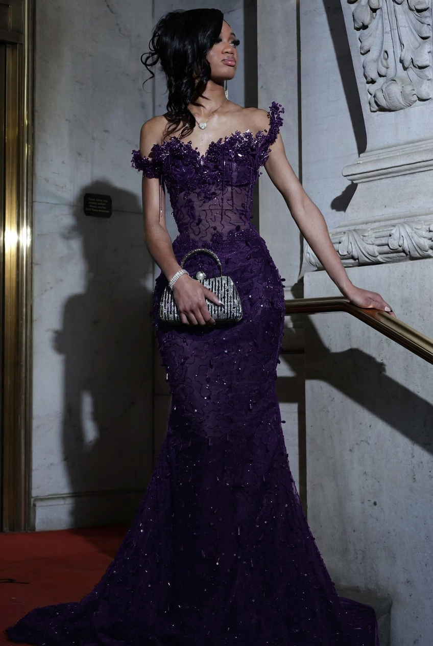 Regency strapless beaded mermaid prom dress