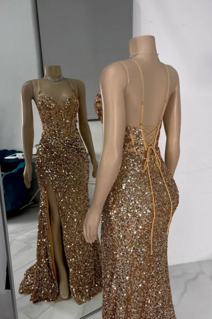 Gorgeous Column Tulle Spaghetti Straps Sleeveless Prom Evening Dresses With Rhinestone