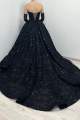 Gorgeous Long Black A-line Sweetheart Lace Laced-up Prom Evening Dresses
