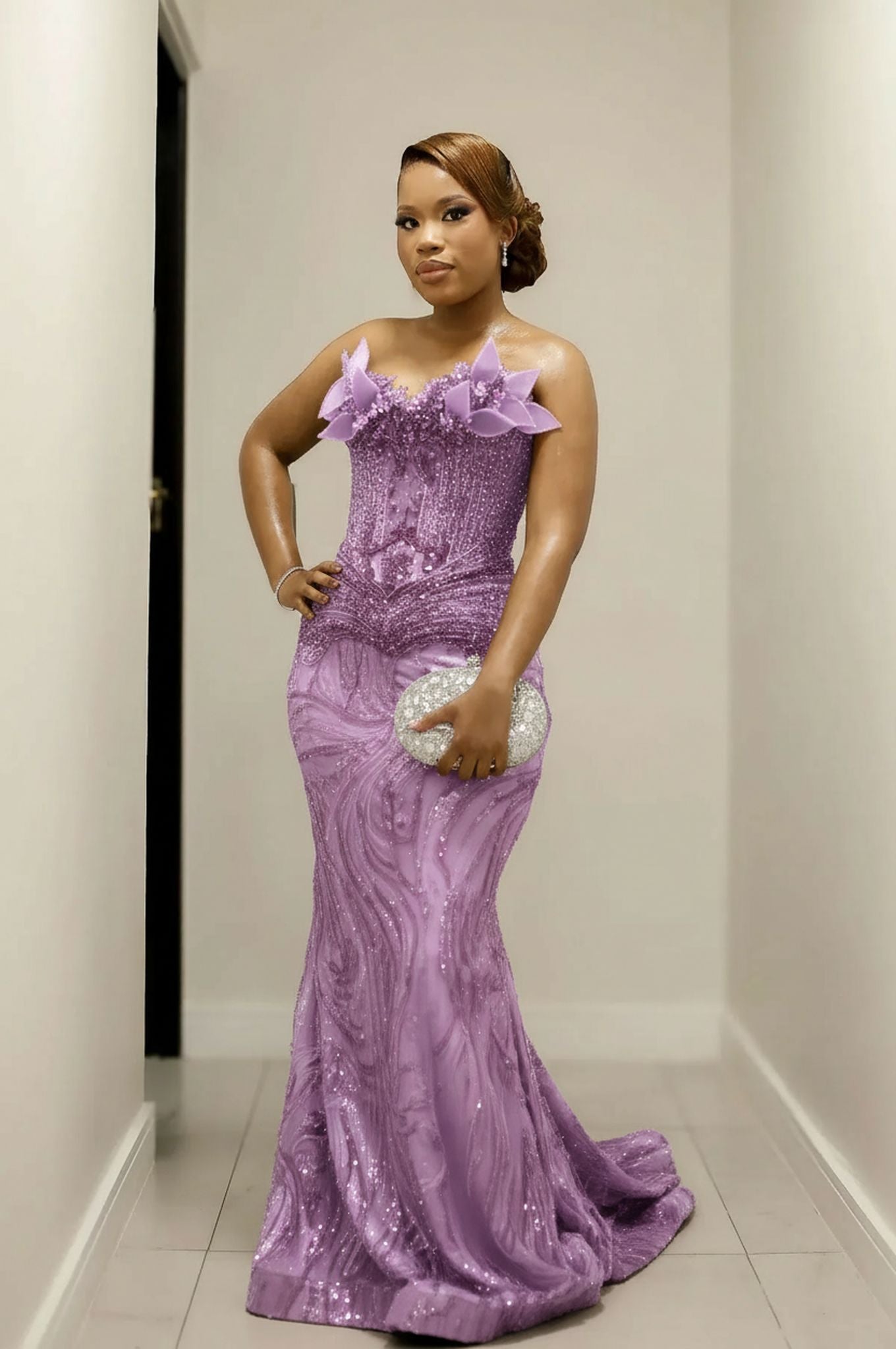 Gorgeous Long Burgundy Mermaid Strapless Beaded Sleeveless Prom Dress