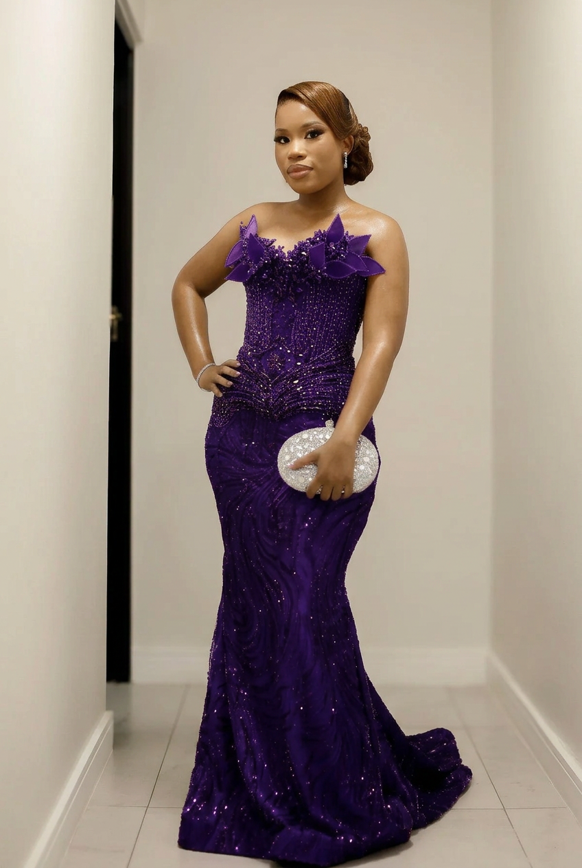 Regency strapless beaded mermaid prom dress